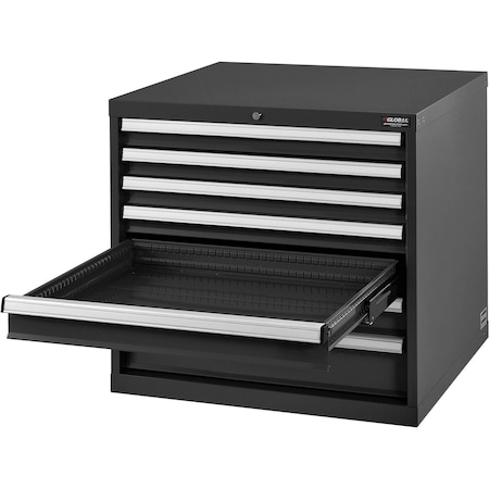 Global Industrial Modular 7 Drawer Cabinet with Lock, w/o Dividers, 30x27x29-1/2, Black 493360BK